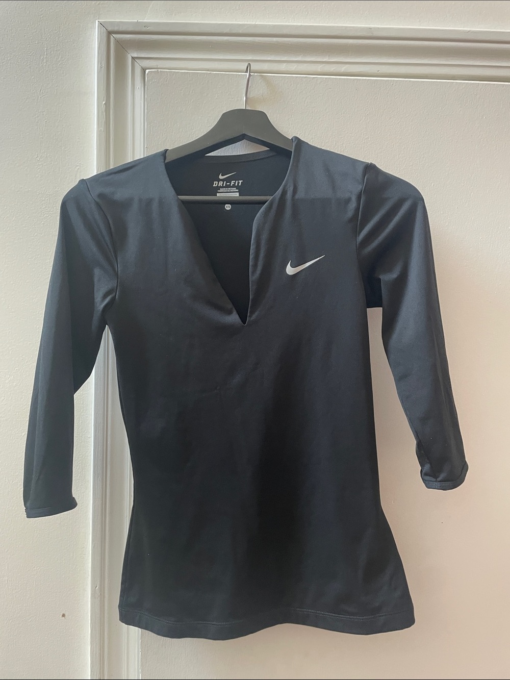 Nike Black Dri-FIT Women's Long Sleeve V-Notch Top